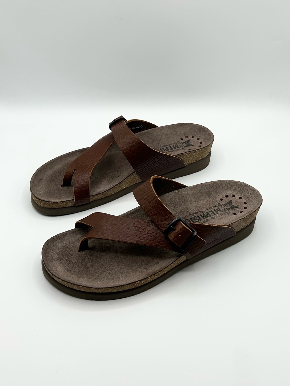 Mephisto Brown Leather Sandals Flats Comfort Women’s Size 8